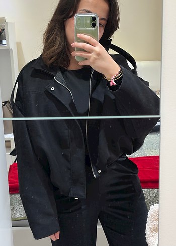 Siyah Süet Kadın Kemerli Midi Ceket - Görsel 3