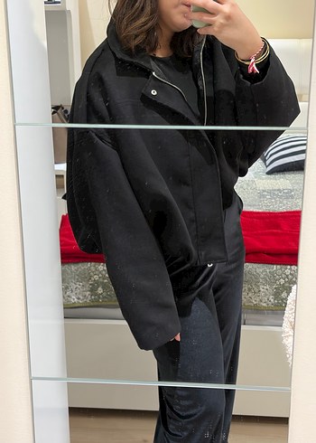 Siyah Süet Kadın Kemerli Midi Ceket - Görsel 4