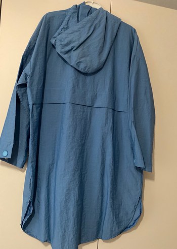 Mavi Kadın Midi Boy Rahat Kesim Yağmurluk - Görsel 3