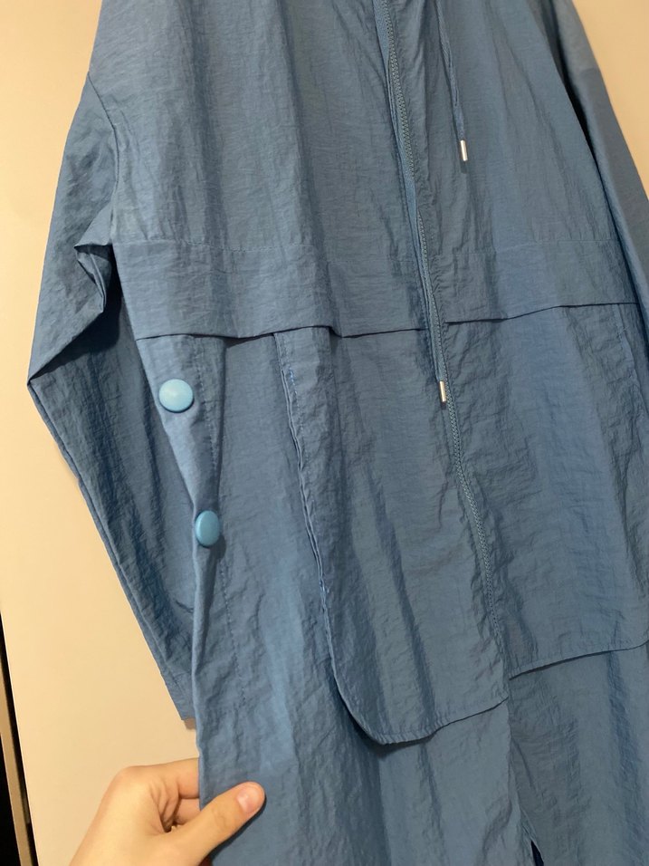 Mavi Kadın Midi Boy Rahat Kesim Yağmurluk - Görsel 2