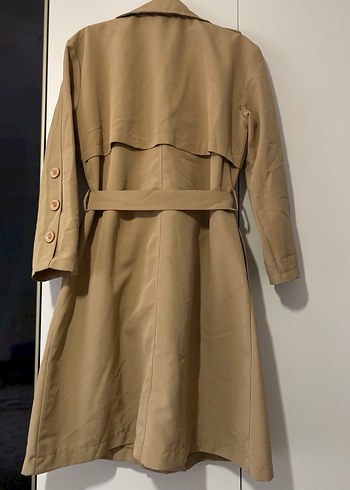 Bej Uzun Kadın Trençkot - Görsel 4