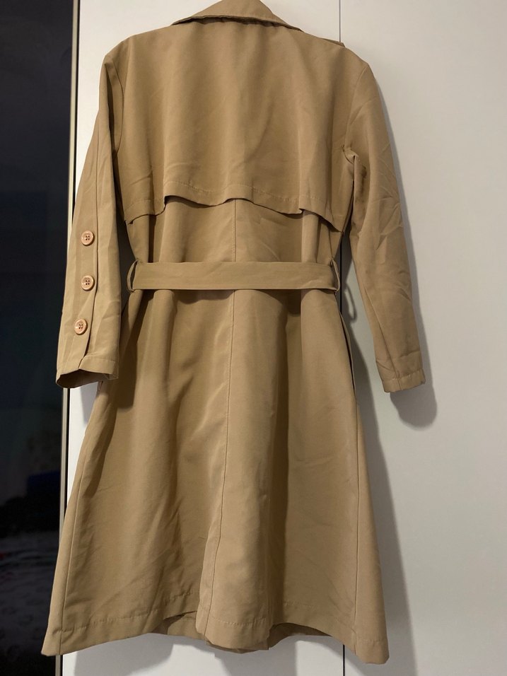 Bej Uzun Kadın Trençkot - Görsel 4