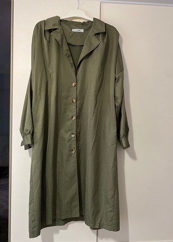 Kadın Haki Uzun Trençkot - Görsel 2