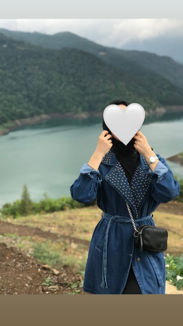 Kemerli, Uzun Kollu Lacivert Kadın Denim Ceket - Görsel 2