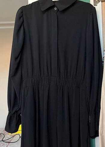 Siyah Uzun Kollu Yüksek Yakalı Salaş Tesettür Tulum - Görsel 3