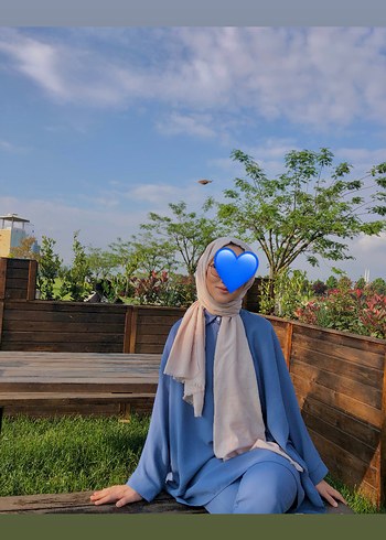 Mavi Uzun Salaş Kadın Takım Tesettür - Görsel 2