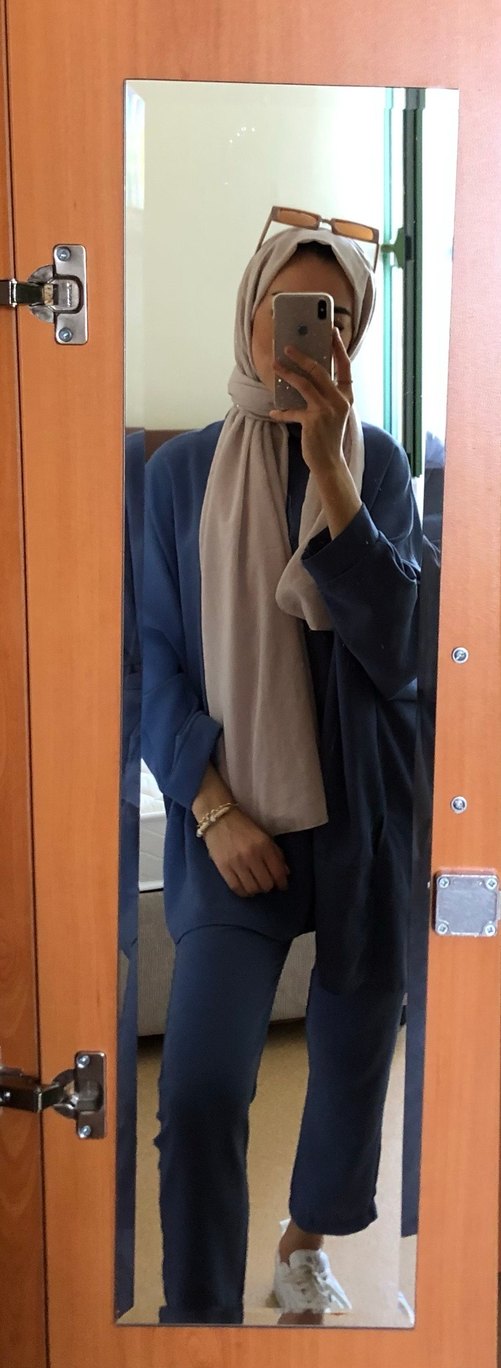 Mavi Uzun Salaş Kadın Takım Tesettür - Görsel 3