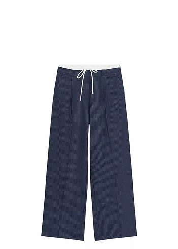 Zara Lacivert Pilili Cizgili Kadin Kumas Pantolon