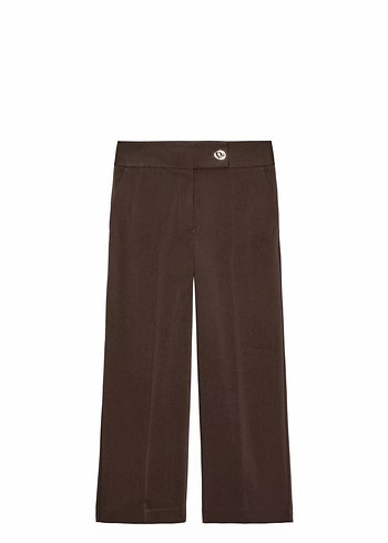 Zara Koyu Kahverengi Genis Paca Pantolon