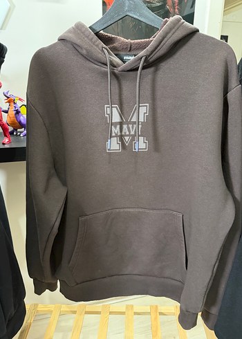 Mavi Kapusonlu Rahat Sweatshirt