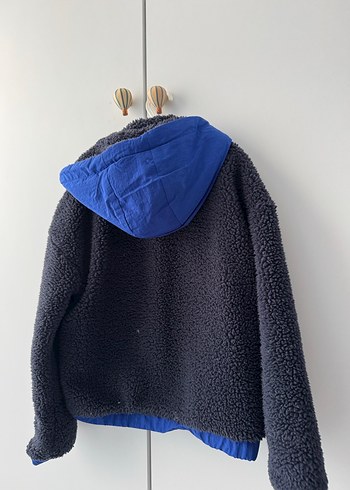 Gri Mavi Peluş Erkek cocuk  Mont - Görsel 6