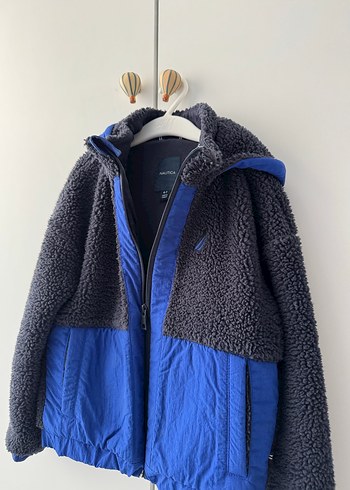 Gri Mavi Peluş Erkek cocuk  Mont - Görsel 3