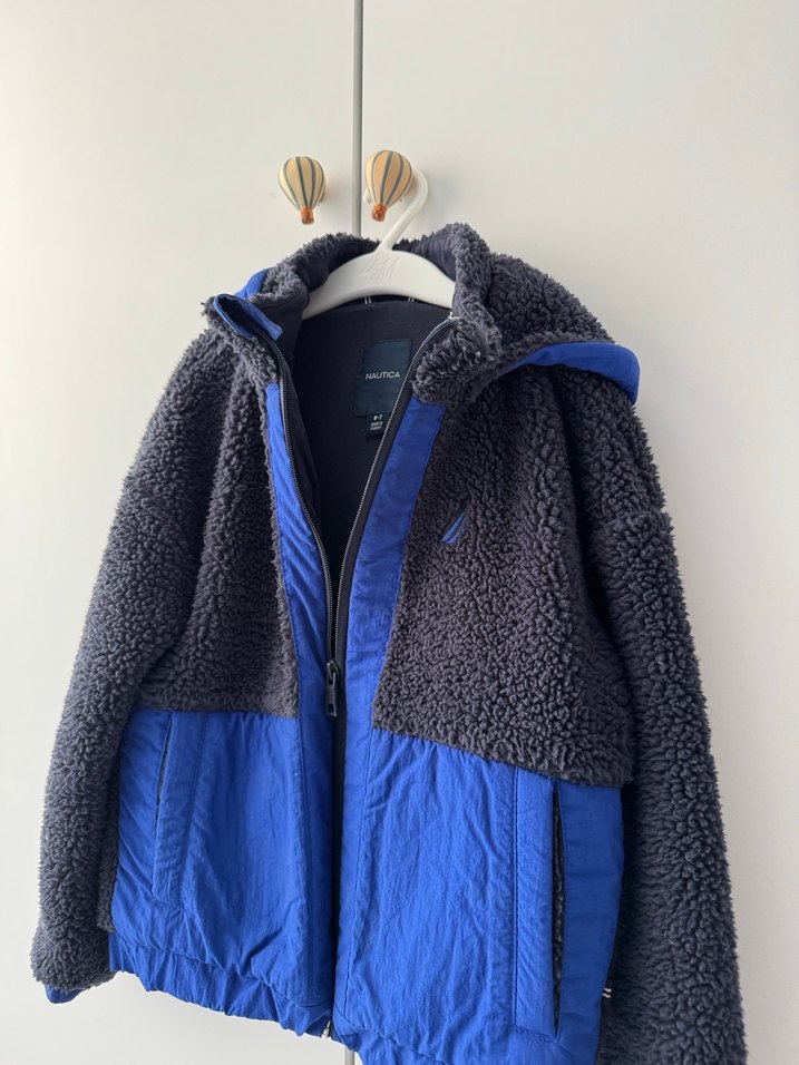 Gri Mavi Peluş Erkek cocuk  Mont - Görsel 3