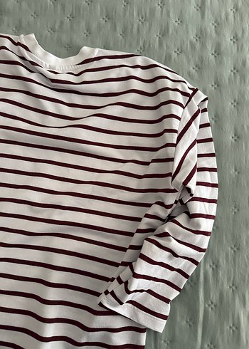 Bordo Çizgili Uzun Kollu Hamile Tişört - Görsel 6