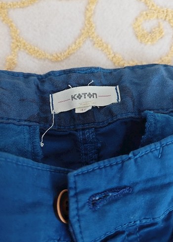 46 Beden Mavi Keten Kemerli Mini Erkek Şort