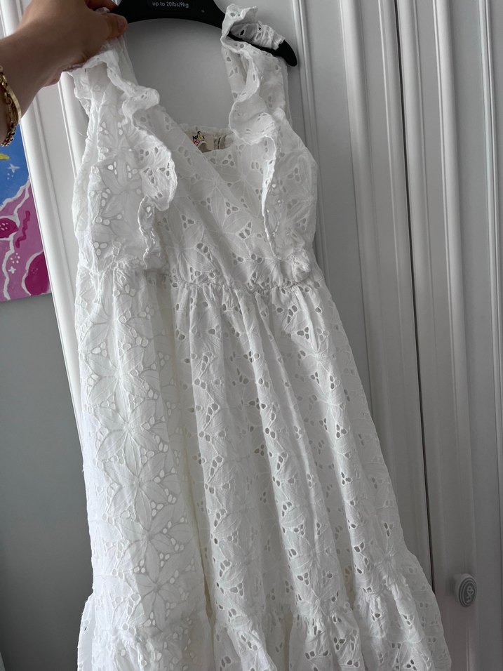 Beyaz Nakışlı Bohem Kız Elbisesi - Görsel 2