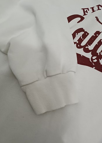 Kadın Beyaz Baskılı Pamuklu Sweatshirt - Görsel 2