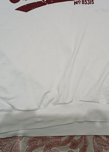 Kadın Beyaz Baskılı Pamuklu Sweatshirt - Görsel 5