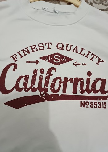 Kadın Beyaz Baskılı Pamuklu Sweatshirt - Görsel 3