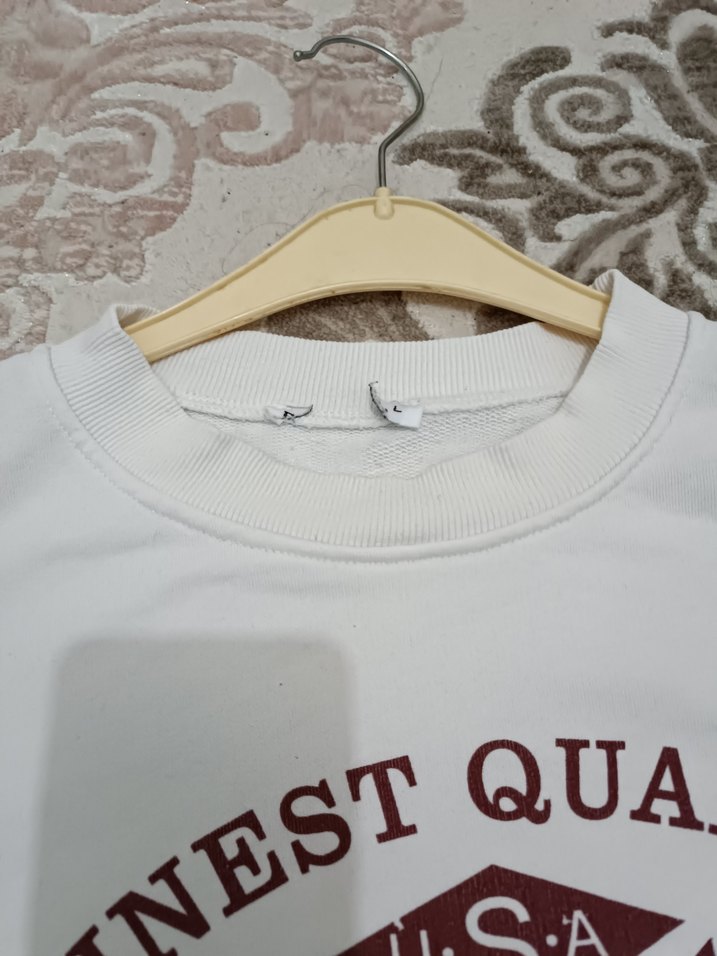 Kadın Beyaz Baskılı Pamuklu Sweatshirt - Görsel 4