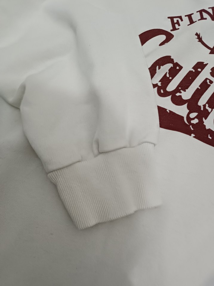 Kadın Beyaz Baskılı Pamuklu Sweatshirt - Görsel 2