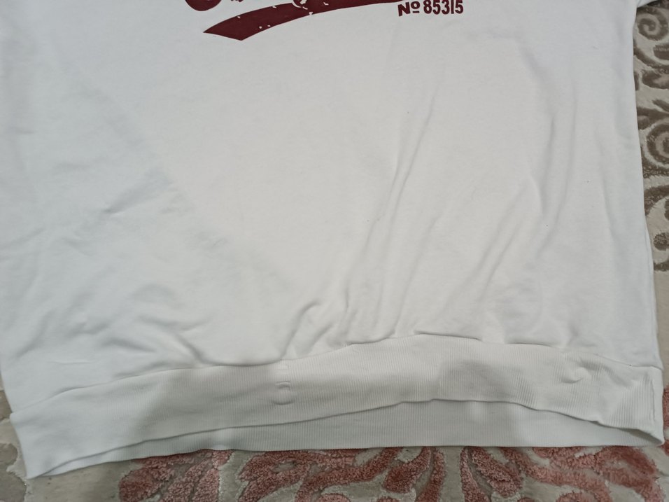 Kadın Beyaz Baskılı Pamuklu Sweatshirt - Görsel 5