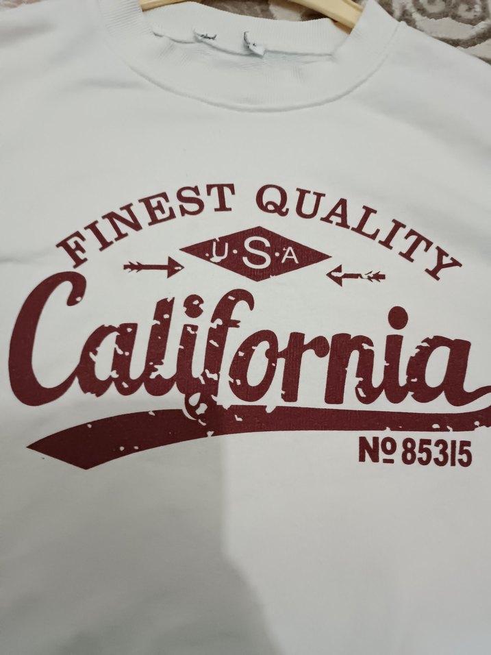 Kadın Beyaz Baskılı Pamuklu Sweatshirt - Görsel 3