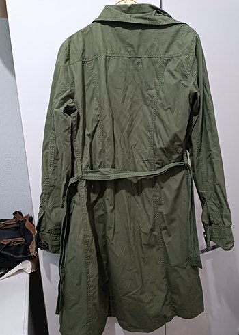 Düğmeli Haki trençkot - Görsel 4