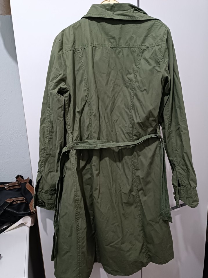 Düğmeli Haki trençkot - Görsel 4