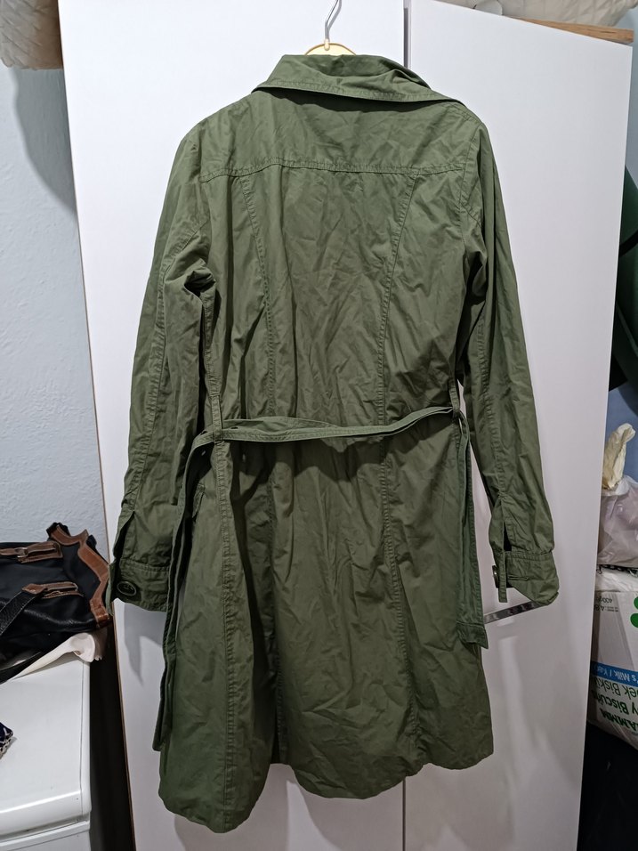 Düğmeli Haki trençkot - Görsel 5