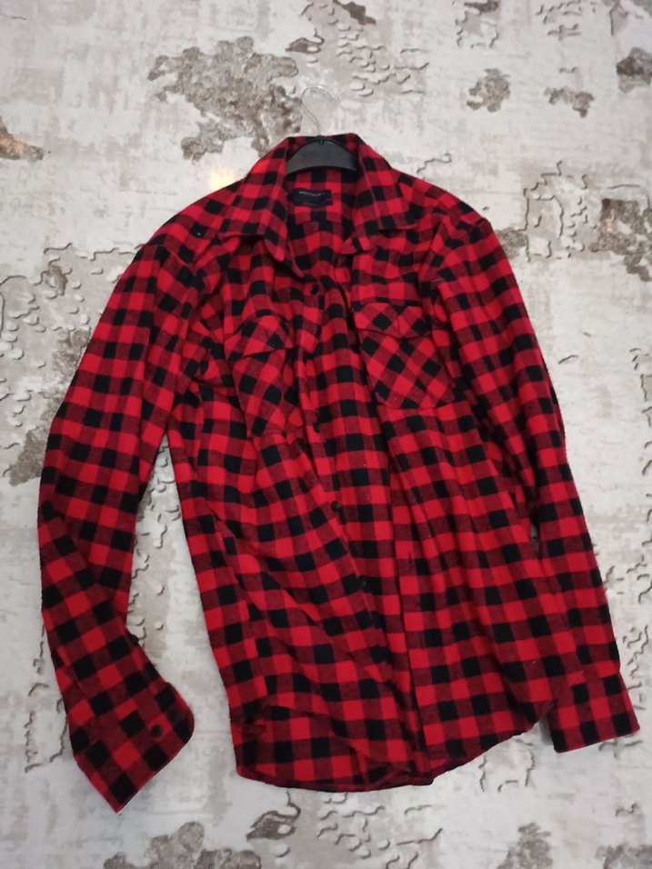 Kırmızı Ekose Uzun Kollu Gömlek - Görsel 4