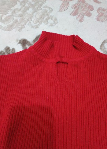 Kırmızı yarım Balıkçı Yaka Kadın Kazak - Görsel 4