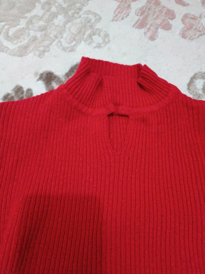 Kırmızı yarım Balıkçı Yaka Kadın Kazak - Görsel 4