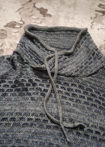 Gri Boğazlı Örgü mevsimlik sweatshirt - Görsel 2