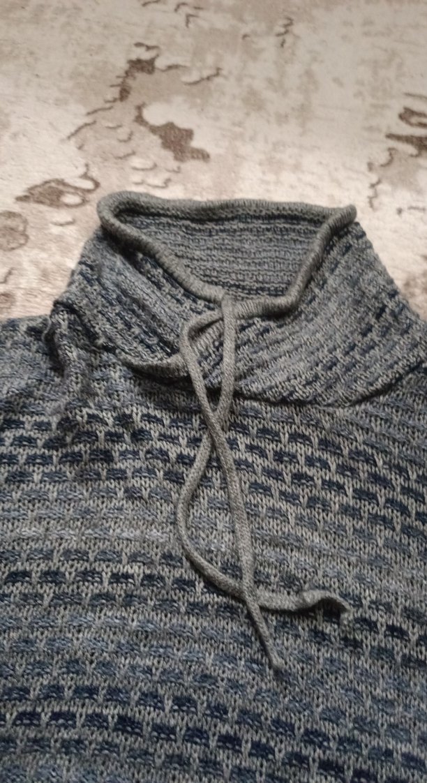 Gri Boğazlı Örgü mevsimlik sweatshirt - Görsel 2