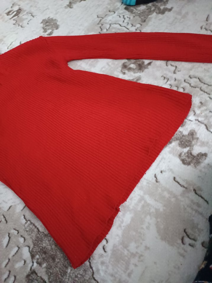 Kırmızı Balıkçı Yaka Kadın Triko Kazak - Görsel 4