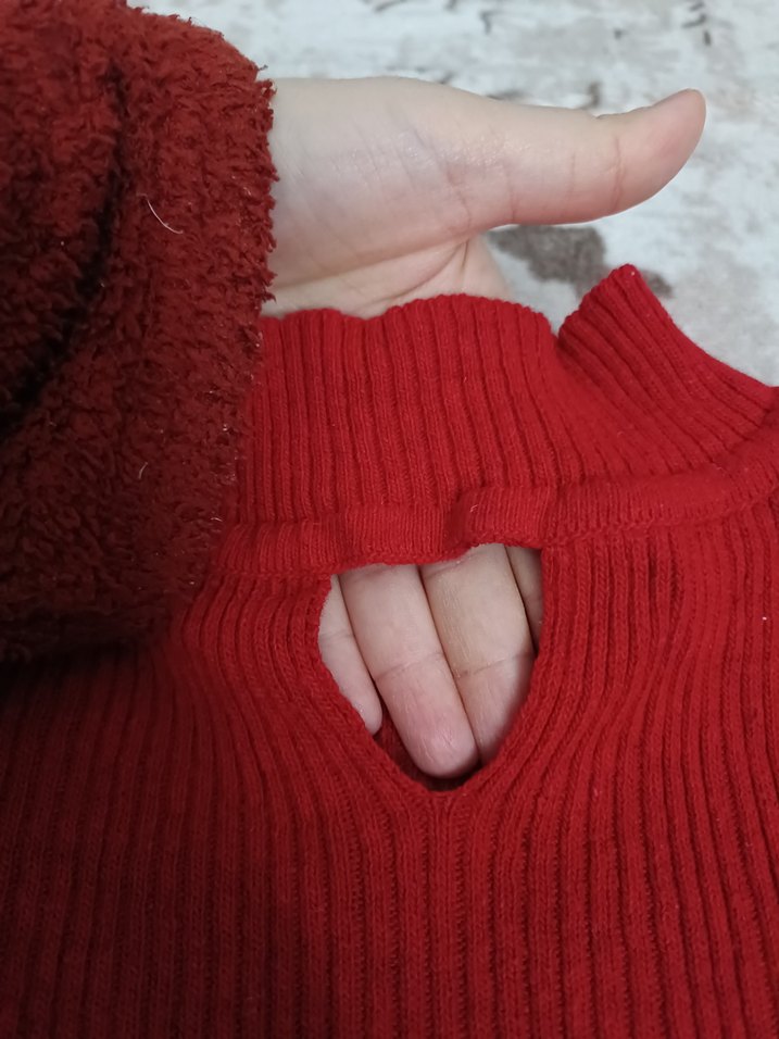 Kırmızı Balıkçı Yaka Kadın Triko Kazak - Görsel 3