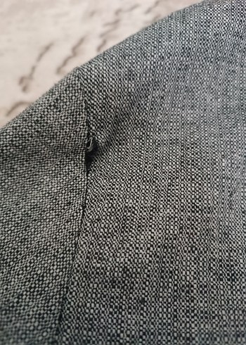 Gri Midi Kadın Keten Ceket - Görsel 3