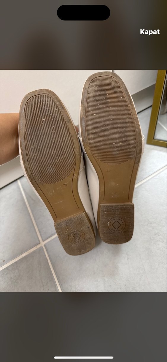 Bej Tokalı Blok Topuk Kadın Babet - Görsel 2