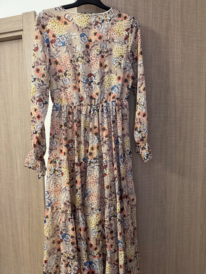 Düğmeli Bohem Uzun Kollu Elbise - Görsel 4