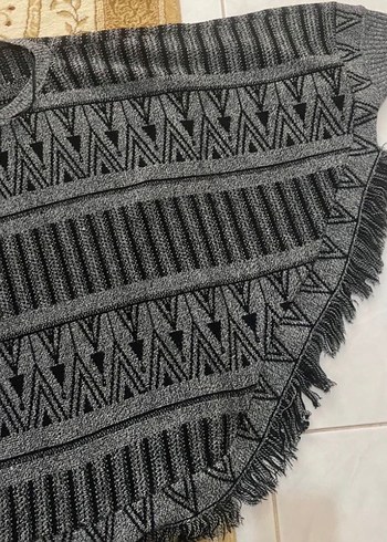 Gri Bohem Stil kadın panço - Görsel 2