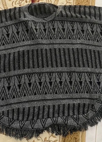 Gri Bohem Stil kadın panço - Görsel 3