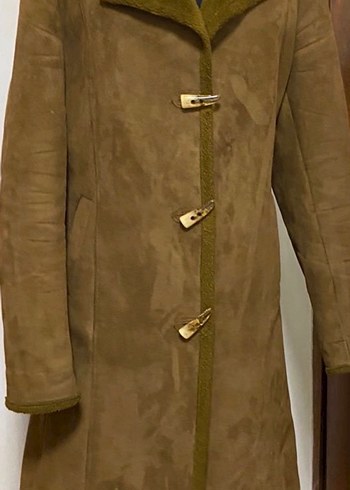 Kahverengi Süet Kadın Uzun Kaban - Görsel 2