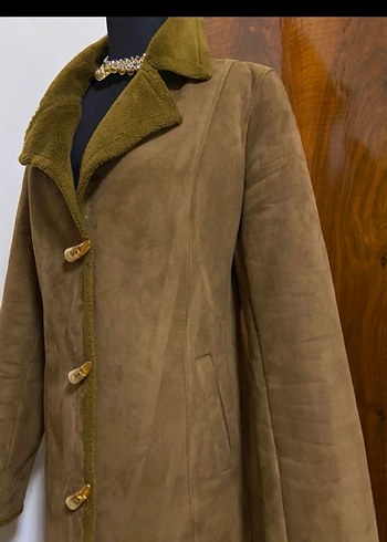 Kahverengi Süet Kadın Uzun Kaban - Görsel 4