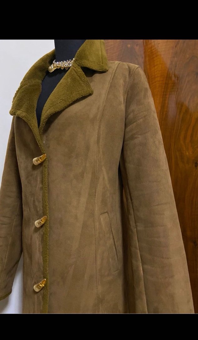 Kahverengi Süet Kadın Uzun Kaban - Görsel 4