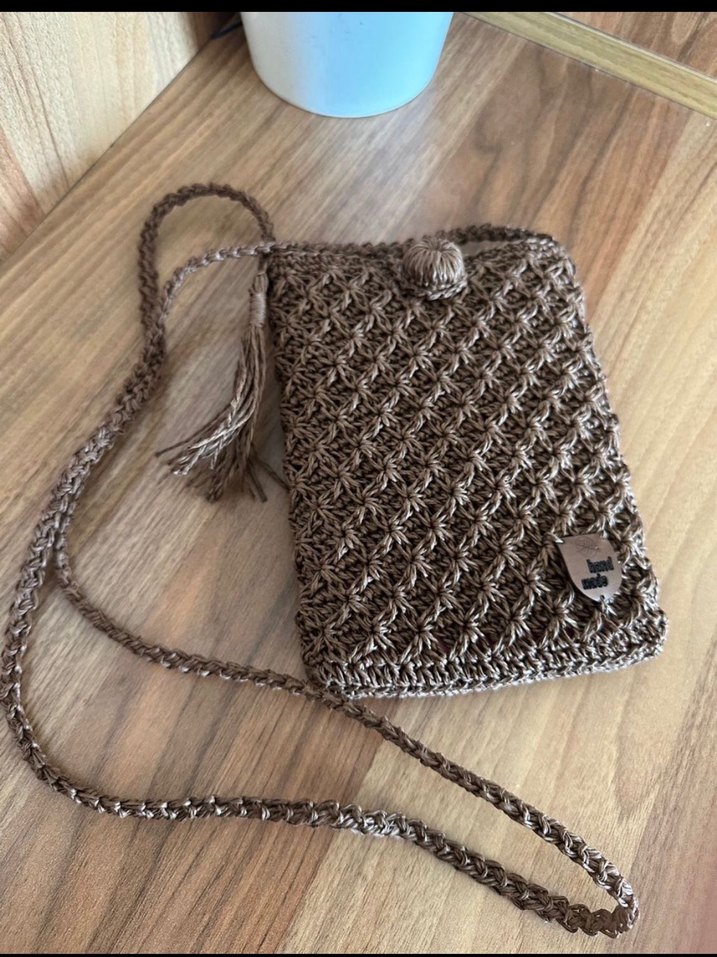 Püsküllü Örgü Bohem Kadın Çapraz Çanta - Görsel 4