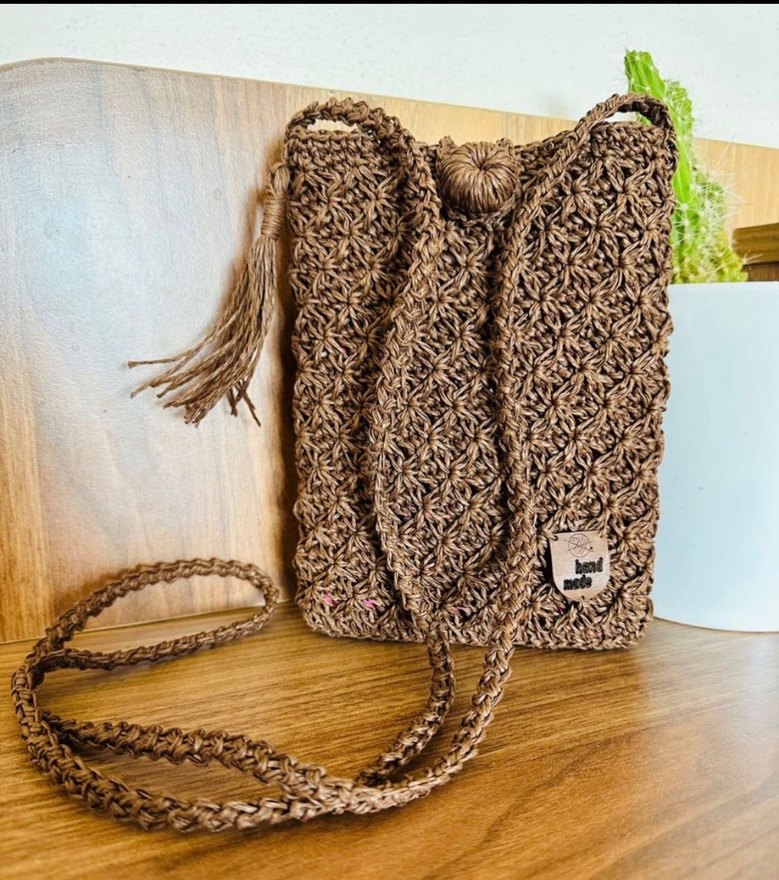 Püsküllü Örgü Bohem Kadın Çapraz Çanta - Görsel 2