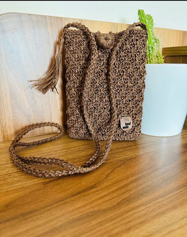 Püsküllü Örgü Bohem Kadın Çapraz Çanta - Görsel 3