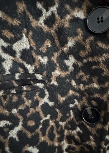 Kahverengi Leopar Desenli Kadın Midi Kaban - Görsel 3