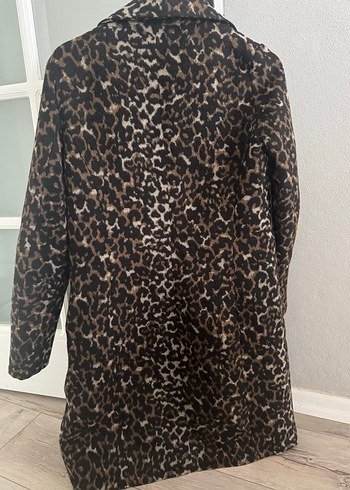 Kahverengi Leopar Desenli Kadın Midi Kaban - Görsel 2